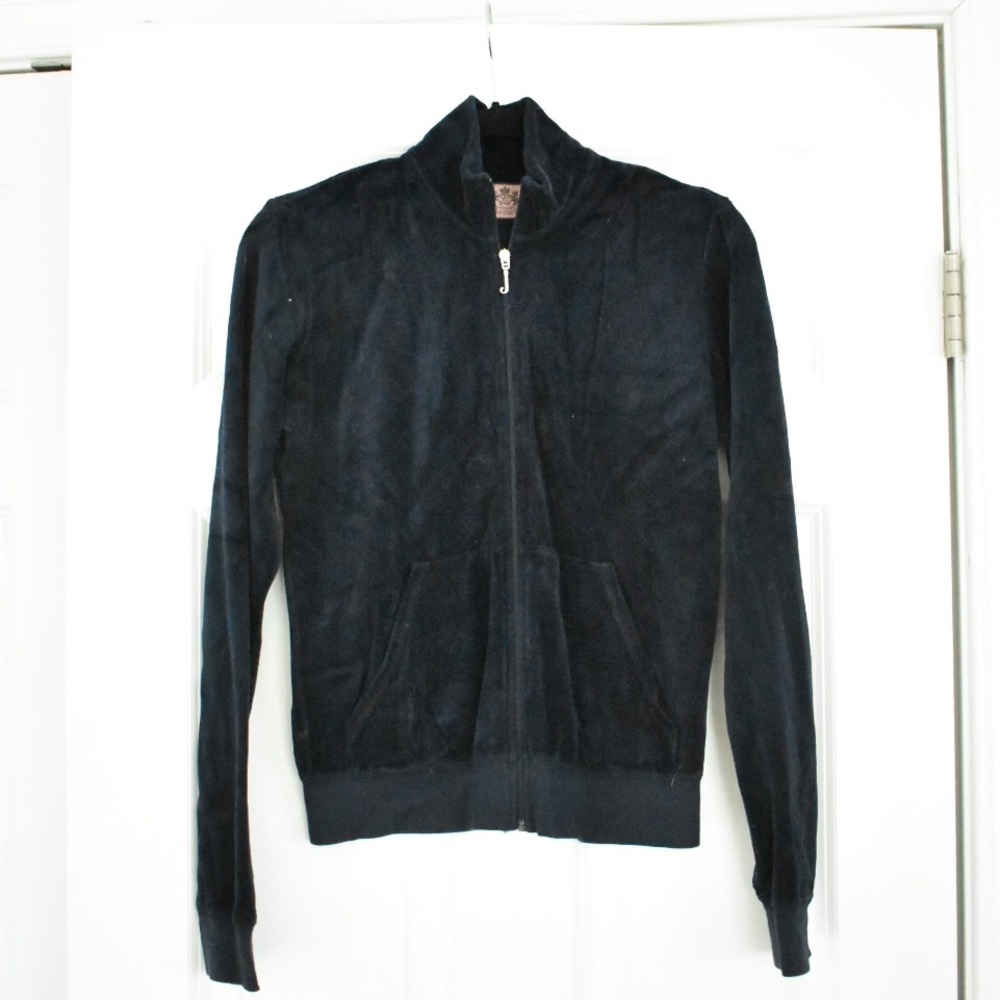 Juicy Couture Navy Blue Velour Zipper Up